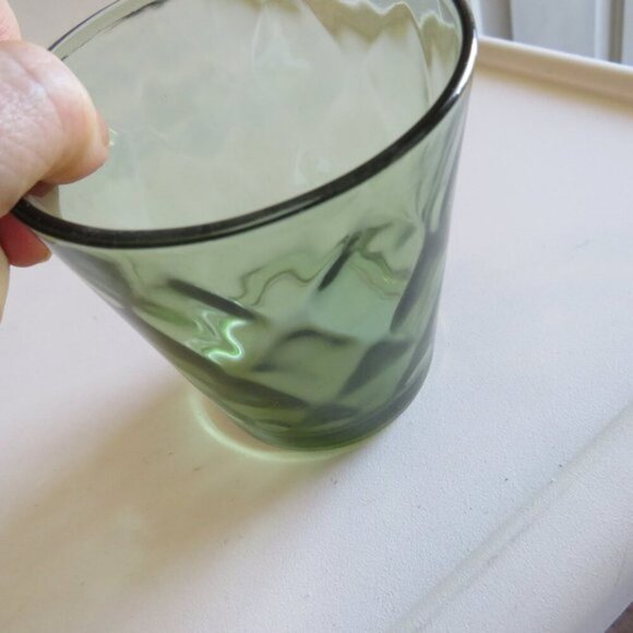 Mid Century Drinking Glasses Hazel Green Atlas Optic Diamond shaped - Picture 4 of 6
